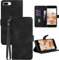 GOTOURED for iPhone 6/6S/7/8 Plus Phone Case Wallet, Card Holder Leather, Wrist Strap, Magnetic Closure, Kickstand, Shockproof Protective Pattern Flip Cover (Black)