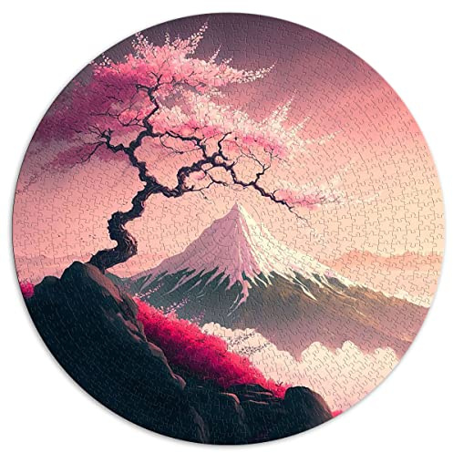 Puzzle en Carton 1000 pièces Fleurs de Cerisier japonaises Puzzle Rond pour Enfants pour Adultes et Enfants Puzzles en Carton Activités Amusantes à la Maison, Cadeau d'anniversaire