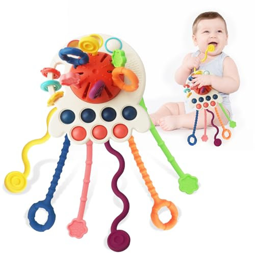 Montessori Spielzeug Pull String Spielzeug - KETIEE Sensorisches Spielzeug für Babys, Reisespielzeug Frühe Entwicklung Spielzeug Feinmotorische Fähigkeiten Spielzeug Geschenk für Babys 18M+