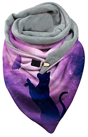 Schal Stricken Schwarzer Schal Damen Winter Wolle Weiche Wickelschals Winter Lässige warme Schals Damen Schal mit Knopfdruck Mainzer Fastnacht Schal Schwarzer Schal Damen Winter (C, One Size)