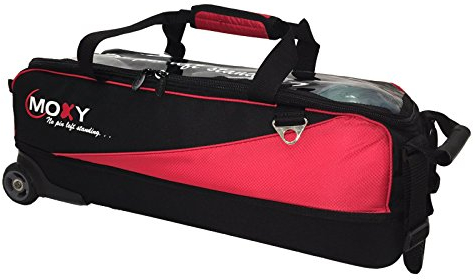 Bowlerstore Products Moxy Slim Bowlingtasche mit 3 Rollen, Rot/Schwarz