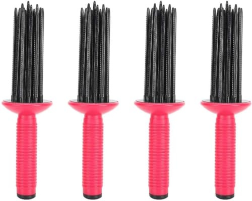 Curling Roll Comb, Combs for Hair, Hair Curling Roll Comb, Heatless Curler Comb Fluffys Hair Comb Anti-Slip Professional Round Hair Curling Comb, Hot Air Styling Brush Hairstyling Tools (4)