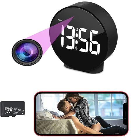 LJHHJLJH Hidden Camera Clock WiFi Spy Camera Hidden Nanny Video Recorder Mini 4K Wireless Nanny Camera for Home Indoor Safety WiFi Nanny Camera