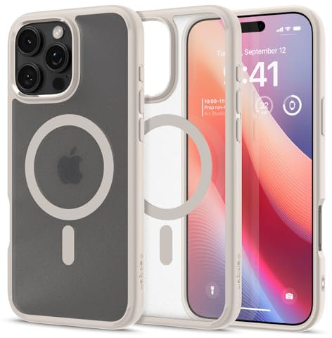 Spigen für iPhone 16 Pro Max Hülle [Verbesserte Magnestärke] Ultra Hybrid MagFit Case Handyhülle Kompatibel mit MagSafe -Frost Natural Titanium