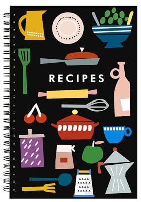 YBCPACK Quaderno per ricette da 14 cm x 21,6 cm, 1 confezione, formato A5, a spirale