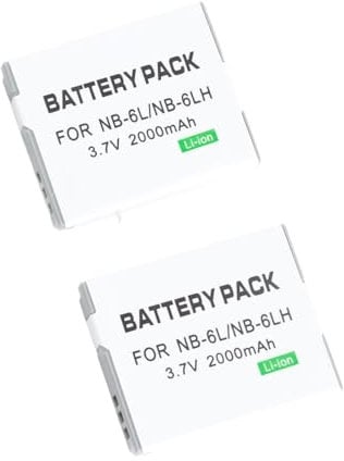 NB-6L/6LH Camera Battery, 2000mAh 3.7V Rechargeable Battery for Powershot SX710 HS SX520 HS SX530 HS SX510 HS S120 SX700 HS SX610 HS SX600 HS D30 and S95 Cameras, 2Pack