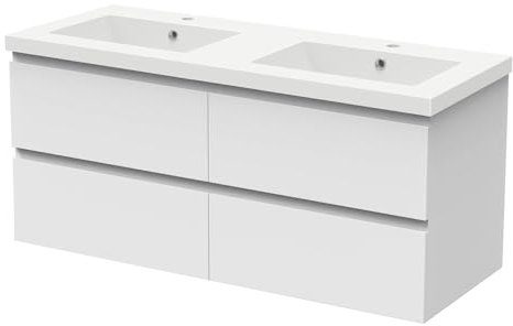 AICA Meuble Salle de Bain 120cm Double Vasque Blanc