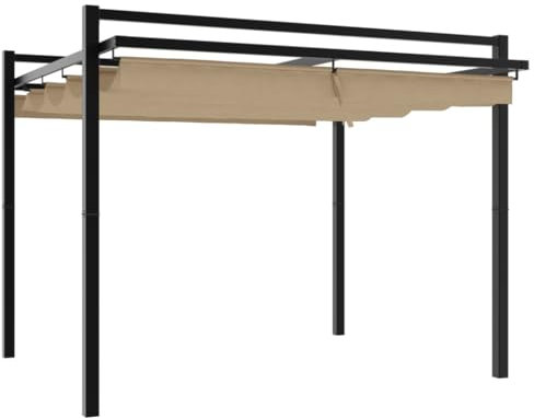vidaXL Gartenpavillon mit Ausziehbarem Dach Taupe 3x3 m Aluminium