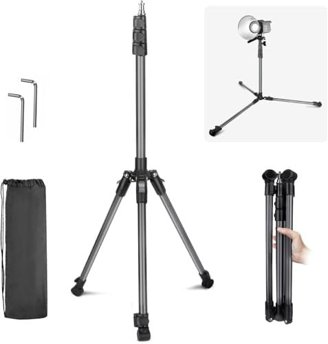 JEBUTU S202 Stativo Luce Portatile 200cm, Stativo per Lampada in Alluminio Reversibile, Treppiede Stabile Stativo per Luce Treppiede Portatile, Supporto per la luce per Flash Fotografico in Studio
