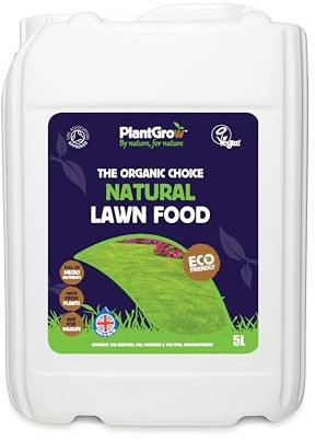 Plant Grow Organic Natural Lawn Food - Eco Friendly Grass Fertiliser - Weed and Feed Lawn Treatment - Concentrated Liquid Lawn Feed 1l / 5l / 10l (5 litre)