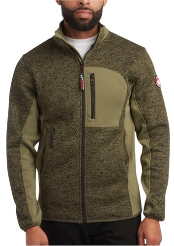 CANADA WEATHER GEAR Herren-Fleecejacke – warmer Techno-Fleece-Pullover mit Reißverschluss – lässige Outdoor-Jacken für Herren (M-XXL), Olive Melange, Large