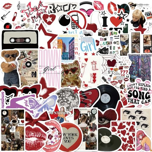 DIWSO 50 Pcs Downtown Y2K Mädchen Aufkleber für Laptop, Snowboard, Koffer, Scrapbook, Skateboard, Gepäck, Graffiti, Teenager, Junge, Mädchen, Wasserdicht