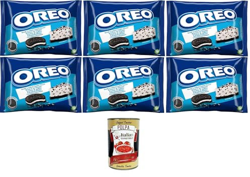 Oreo-Krümel, zerbröckelte Oreo-Originalkekse ohne Sahne, perfekte Zutat für Ihre Rezepte, 6x400 g + Italian Gourmet polpa 400g