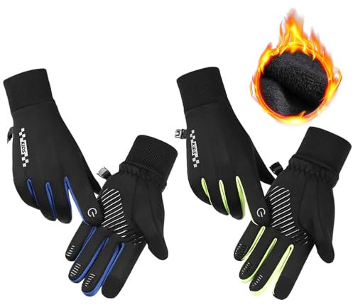 DKDDSSS 2 Pezzi Guanti Sportivi Invernali per Bambini, Guanti Bici Moto per Bambino 4-12 anni, Antiscivolo, Caldi e Impermeabili, Guanti da Bici, Equitazione, Corsa, Escursionismo, Sci