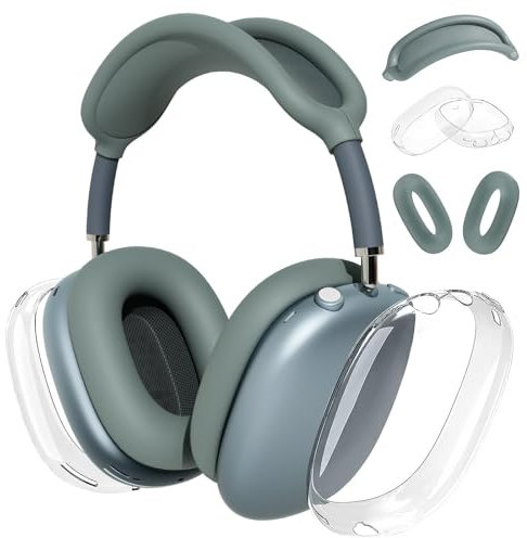 Woyinger Silikon Hülle für AirPods Max Clear Soft TPU Ohrmuscheln Stirnband Cover Transparent Zubehör Blau