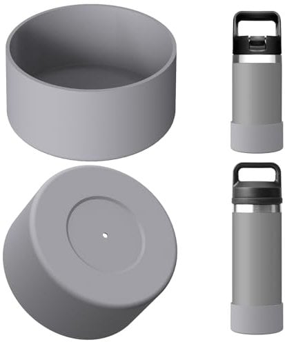 Linkidea Water Bottle Boot Compatible with YETI Rambler Jr. Kids 12oz, Rambler 12oz/18oz, Yonder 20oz/25oz, Silicone Anti-Slip Bottle Bottom Sleeve Bumper Protector (Grey / 2 Pack)