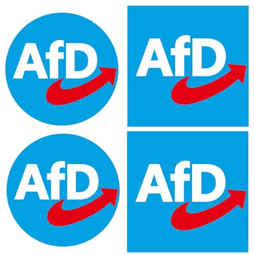 100 Stück AFD Logo Aufkleber, 4.5cm Rund AFD logo und 7.5cm Quadrat AFD logo, AFD Politik Sticker, Neuwahlen AFD Sticker, Hohe Qualität, Gute Viskosität