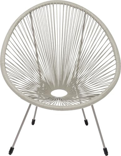 Kare Design Sessel Acapulco Mono, Greige, Indoor und Outdoor Stuhl im Retro-Design, Gartenstuhl, Relaxsessel für Balkon, Garten, Terrasse, Greiges Stahlgestell, 85x73x78 cm (HxBxT)