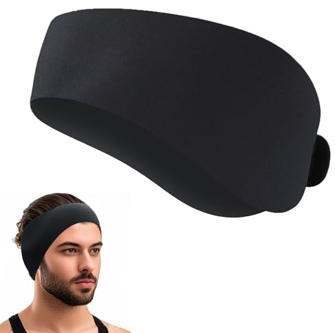Swimming Headband for Kids Adults Adjustable Doctor Recommended Waterproof Swim Ear Band Protection to Keep Water Out and Hold Ear Plugs in-Water for Surfing,Diving,Pool,Showering,and Beach(Black