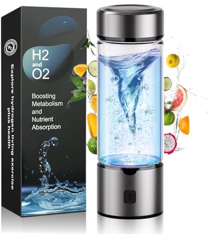 XSWCCJJ 2026 Wasserstoff Wasserflasche【24H H₂-Sperrtechnik & SPE/PEM Dual-Technik】 Hydrogen Water Bottle【2-fache Schnellelektrolyse】 100% Dicht Wasserstoff Generator für Sport, Reisen 420ML