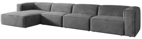 Luxusbetten24 Designer Sofa Comfy L Maxi in Samt Hellgrau Links