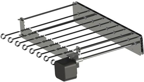 Electric Grill Set, Stainless Steel Rotating Skewer Turner with 9 Skewers, High Torque BBQ Grill Rack for Outdoor Camping