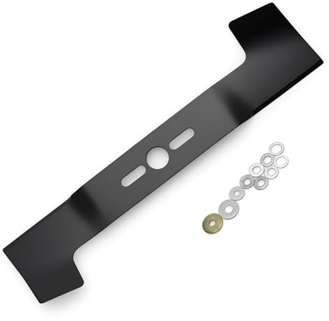 SWS Forst Rasenmähermesser 47,6 cm – Universal-Messer mit Windflügel – inkl. Reduzierringe & Befestigung – passend für viele Rasenmäher – 25,4 mm Bohrung