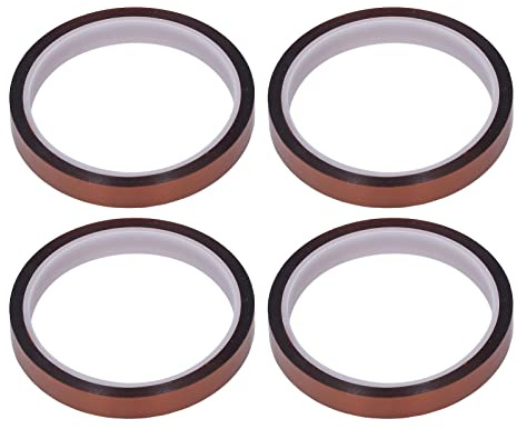 Telituny Hitzebeständiges Klebeband, 4 Rollen 3 3 m x 18mm Hochtemperatur kaptons Band, 280-300℃ Hitzebeständig Selbstklebend Isolierband, für Elektronik, 3D-Druck, Leiterplatten, Rückstandsfrei
