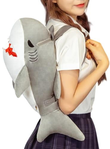 Vibhgtf Haifisch Rucksack – Plüsch Tasche, Cartoon Rucksack, Weiche Tasche für Kinder | Niedliche Stoffpuppe für und Mädchen, Kindergarten, Zuhause, Reise, Geburtstagsgeschenk