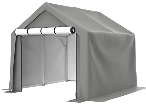 Fahrradgarage 244x241x217 cm, Carport Zelt Wetterfest, UV-Schutz, Wasserdicht, Fahrradzelt, Zeltgarage Geräteschuppen für 2-4 Fahrräder, Auto, SUV, Motorrad, Boot, Grau