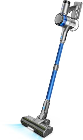 Aspirateur Balai sans Fil, 400W 45KPa Aspirateur sans Fil Puissant, 55Min Autonomie, Brosse Anti-emmêlement, Batterie Amovible, Aspirateur sans Sac avec LED Écran pour Tapis Poils d'animaux Sol Dur