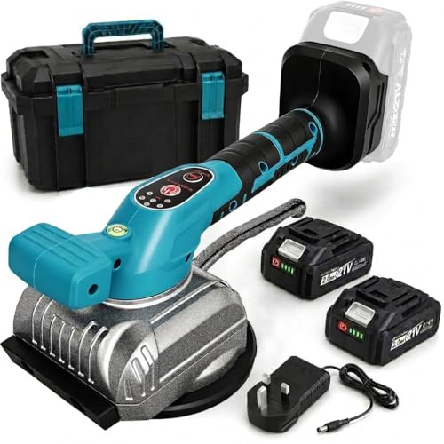 YEARTOP Cordless Tile Vibration Tool Compatible with Makita 18V Battery | 2-in-1 Tiling Machine & 110LBS Suction Cup, 2X 2000mAh Battery, 5-Speed Leveling(12000RPM) for Tile Marble Wood Plasterboard
