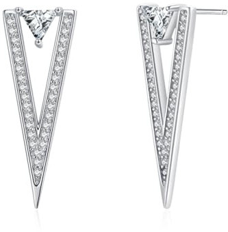 RDSGYZ Ohrstecker Platin 950 Damen, Ohrringe Dreieck mit Moissanite Hochzeit Ohrstecker Allergiefrei für Frauen