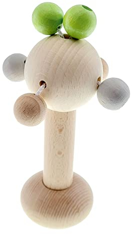 Hess Holzspielzeug 11128 - Klapperbäumchen aus Holz, Nature Serie in Apfelgrün, handgefertigter Greifling für Babys ab 3 Monaten, als Geschenk zur Geburt oder Taufe