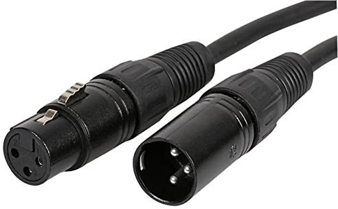 Pulse PLS00236 10m Black 3-Pin XLR Plug to 3-Pin XLR Socket Microphone Lead, Pure Copper Conductors