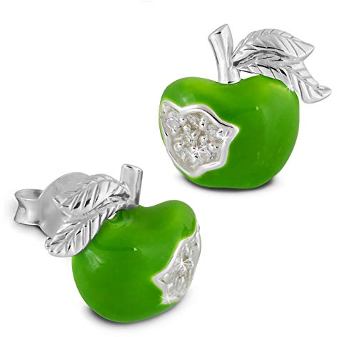 Teenie-Weenie Ohrringe für Kinder 925 Silber Ohrstecker Apfel grün SDO8116L Silber Ohrstecker