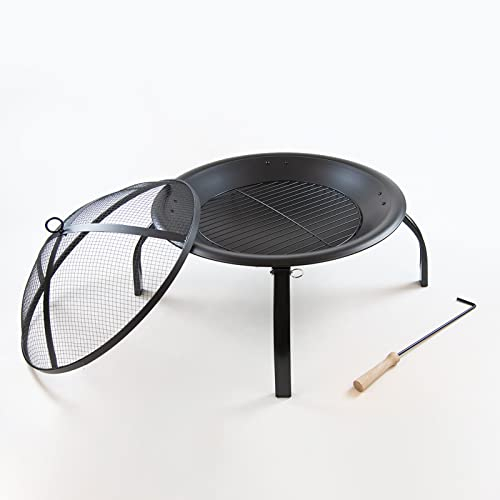 Marko Outdoor Large Fire Pit Steel Folding Garden Patio Round Heater Burner Firepit Camping Grill BBQ Bowl with Poker