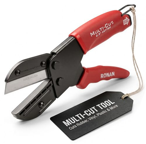 Ronan Multi-Cut Industrial Cutter – Heavy-Duty Blade for Plastic, Rubber, Wood, Leather & More – Replaceable Blades, Safety Lock, Ergonomic Grip, 3 Extra Blades Included