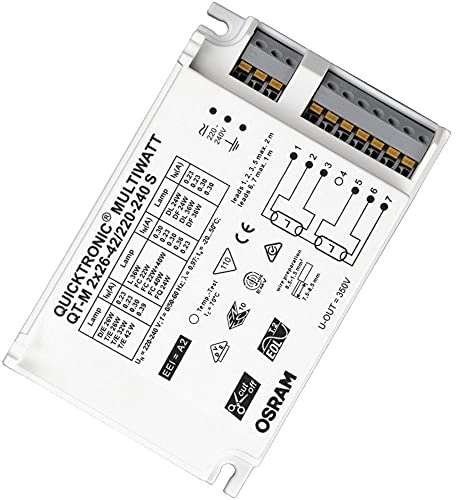 Osram Leuchtmittel Vorschaltgerät QT-M2x26-42/220-240S, 2x26-42W, T16, T16-R, T26, Warmweiß, 2 Stk, A2 Effizienz, IP20