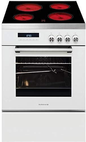 Cuisiniere vitroceramique De Dietrich DCV1568W - Blanc - Classe énergétique A / Plaque Vitrocéramique / Four Electrique Multifonction - Pyrolyse - Porte Froide - Tournebroche
