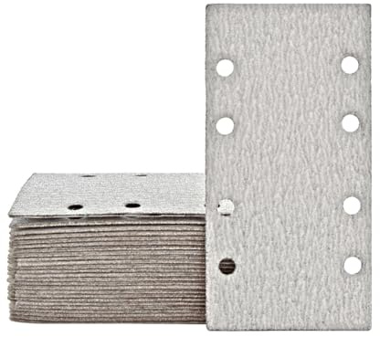 MioTools Shark Schleifblätter 186 x 93 mm, 8-Loch (50 Stk.) K120 | f. Schwingschleifer, Normalkorund, Klettbefestigung