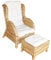 Sedex Ohrensessel Rattansessel inkl. Hocker und Polster Honig
