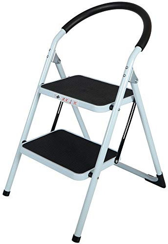 Foldable 2 Step Ladder Stepladder Non Slip Tread Safety Steel