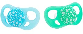 Twistshake Baby-Schnuller – 2er-Pack | Kieferorthopädische Form | Ultraleicht | Weicher Silikonsauger | BPA-frei | Geeignet für Babys ab 6 Monaten | Blau Grün