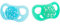 Baby Pacifier - 2 Pack | Orthodontic Shape | Ultra Light | Soft Silicone Teat | BPA-Free | Suitable for Babies Aged 6+ Months | Blue Green