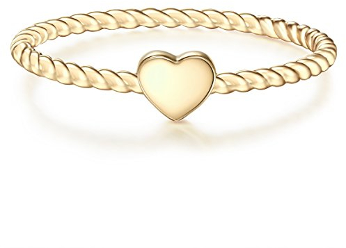 Glanzstücke München Damen-Ring Herz Sterling Silber gelbvergoldet - Damen-Schmuck Freundschafts-Ringe dünner Steck-Ring, Gold, Gr. 52 (16.6)