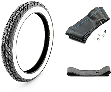 3-teiliges Set Kenda K418 4PR Weißwand Reifen 2,75 x 17 Zoll 41P TT + Schlauch & Felgenband für Kleinkraftrad und Motorrad