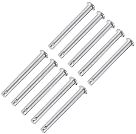 sourcing map 10 Stück Einloch Gabelbolzen 6mm x 60mm Flach Kopf verzinkter Stahl