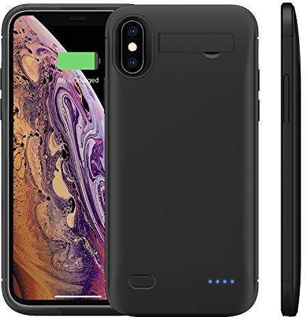 WELUV iPhone X/XS Battery Case - 4000mAh with Stand & Slim Design - Black 2019 New Version 5.8