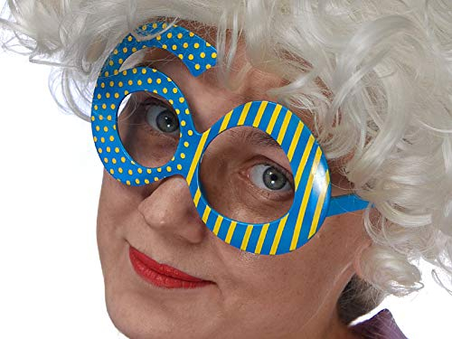 Spass-Brille / Geburtstags-Brille / Party-Brille 60 zum 60. Geburtstag in blau & gelb / Geburtstags-Deko Geburtstags-Feier Party-Zubehör 60. Geburtstag Mann & Frau Runder Geburtstag Accessoires